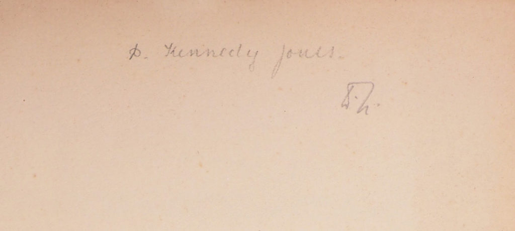 'D. Kennedy Jones' inscription